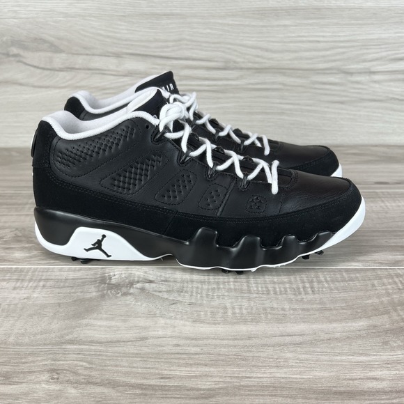 Nike Air Jordan 9 Low G Golf Cleat NGR Barons Mens Sz 8.5 Black White FN6930-001 - Picture 3 of 10
